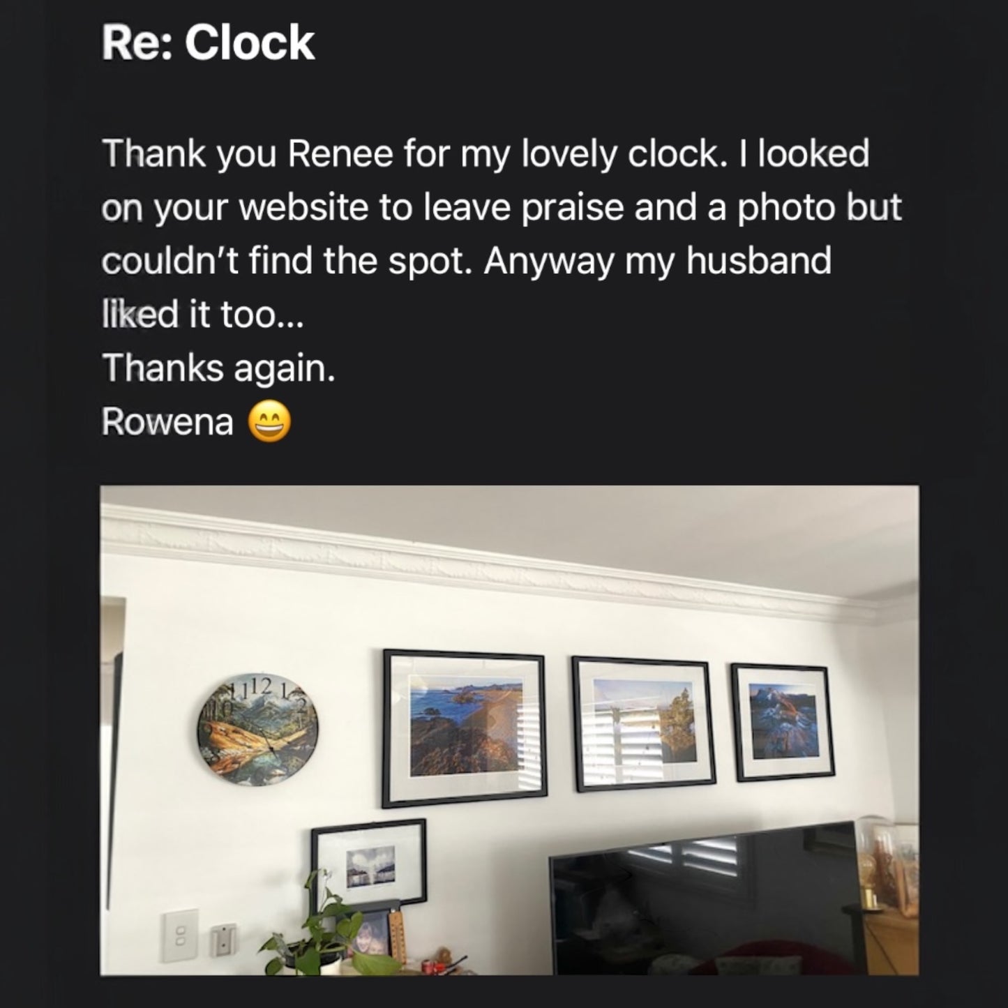 Clock Wall Bush Creek Mountains 30cm 60cm Aussie Made