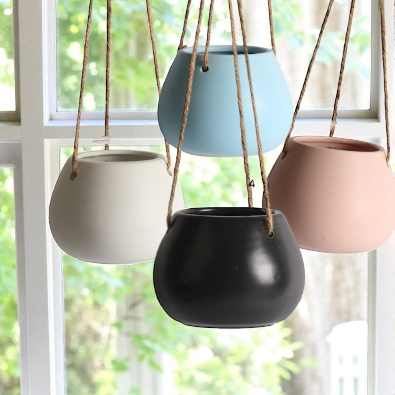 Hanging Planter Pot Black Pink Blue White