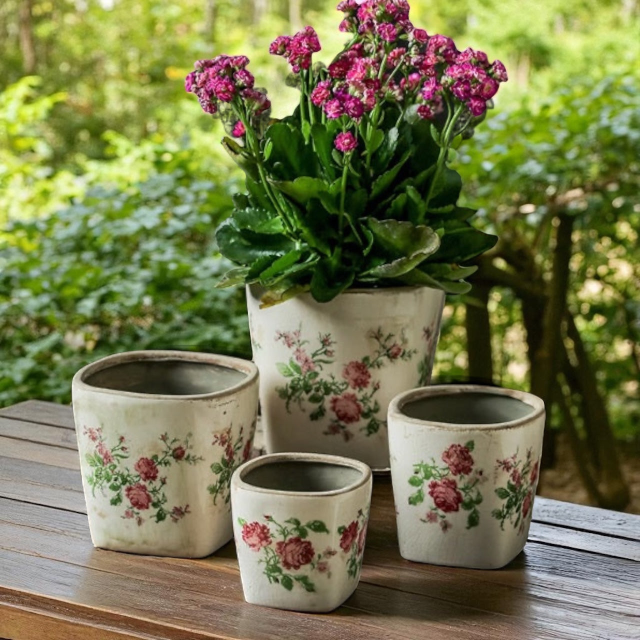 Planter Pot Garden Cottage Vintage Rose