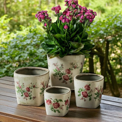 Planter Pot Garden Cottage Vintage Rose