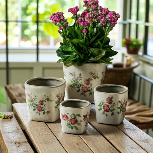 Planter Pot Garden Cottage Vintage Rose