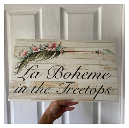 Feather Flower Arrow Custom Personalised Sign