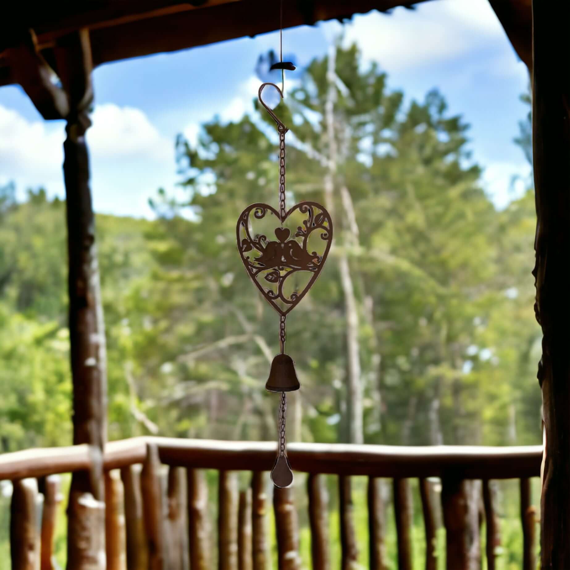 Bell Chime Heart with Birds Garden - The Renmy Store Homewares & Gifts 
