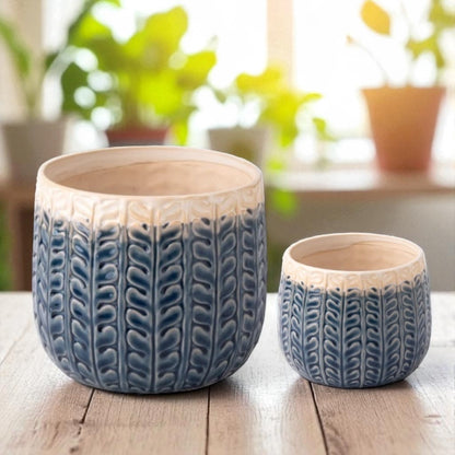 Planter Pot Garden Blue Glaze