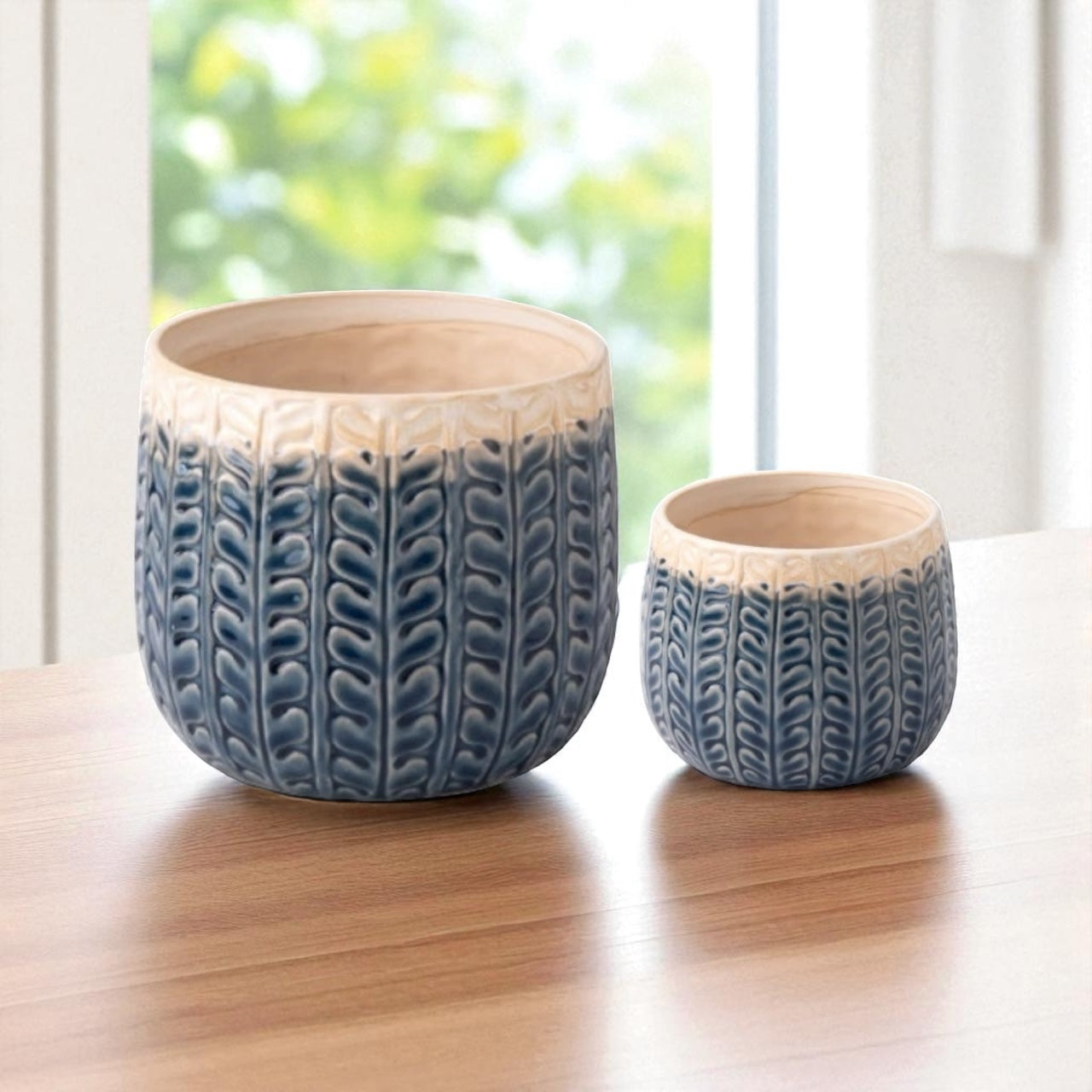 Planter Pot Garden Blue Glaze