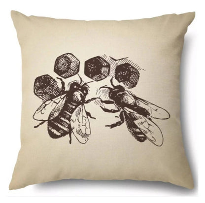 Cushion Cover Bee Set of 3 Hive Honey Vintage