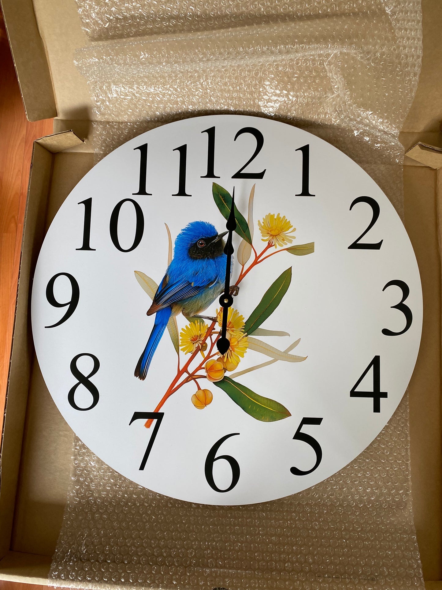 Clock Wall Blue Wren Superb Fairy-Wren Aussie Made | 30cm & 60cm Silent Wall Clock