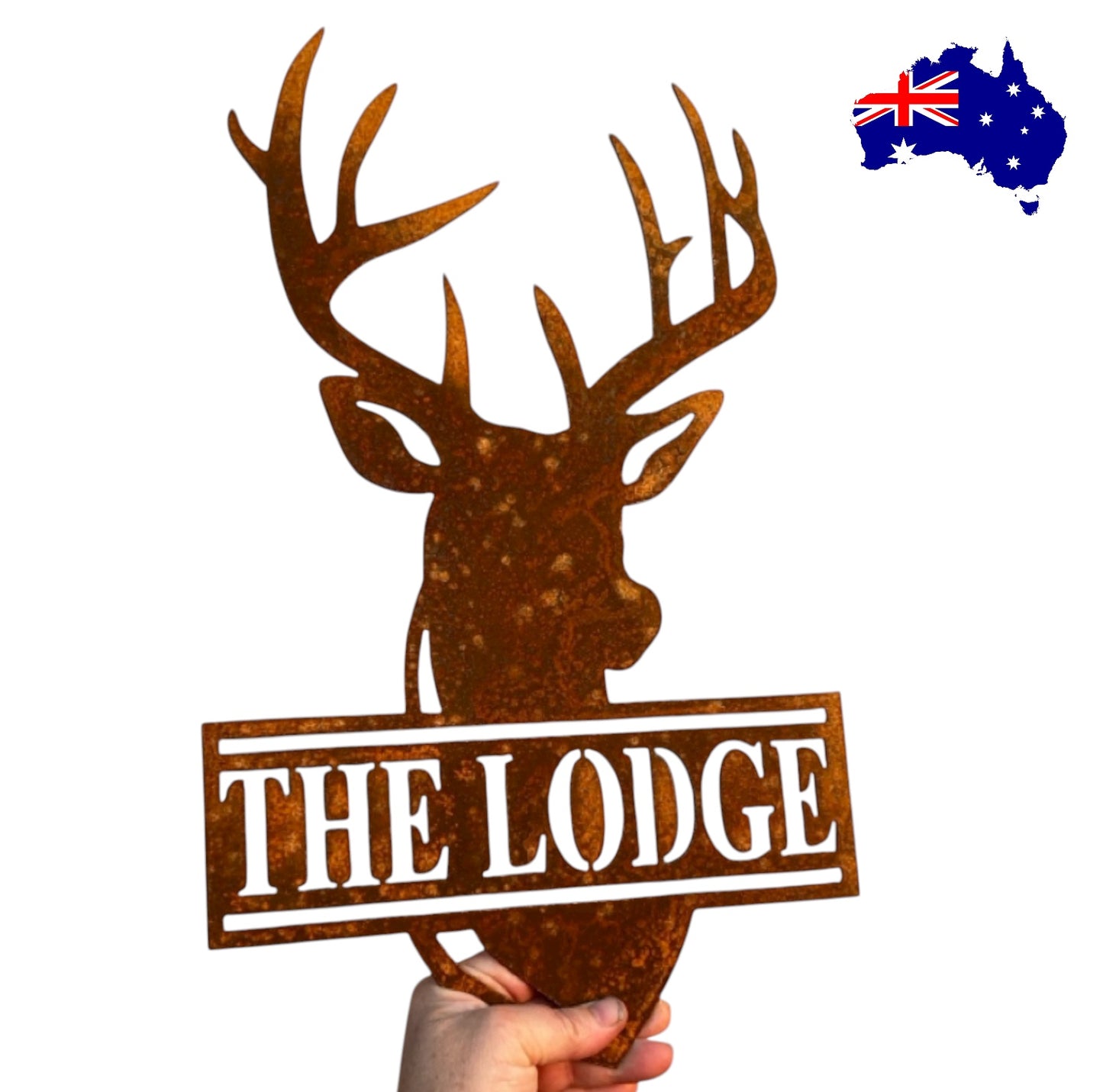 Stag Deer Lodge Hunting Country Personalised Rusty Metal Steel Sign