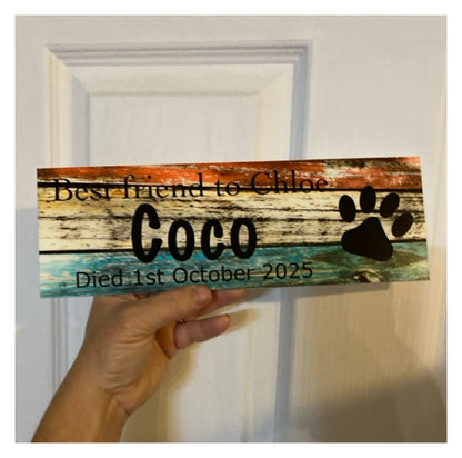 Custom Pet RIP Memorial Dog Cat Sign Rustic Blue