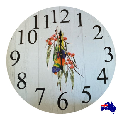 Clock Wall Lorikeet Lorie Bird Parrot 30cm 60cm Aussie Made