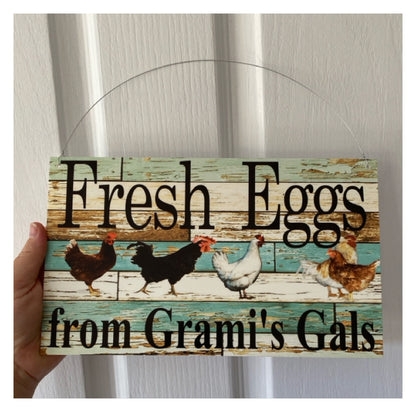 Fresh Eggs From Happy Chickens Custom Personalised Sign