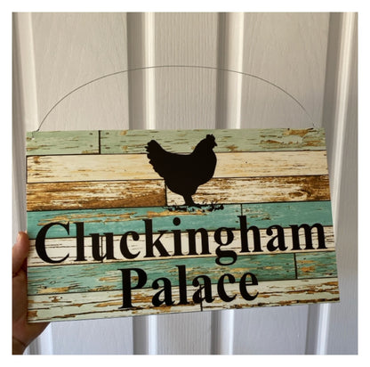 Chicken Hen Custom Personalised Sign Rustic Blue