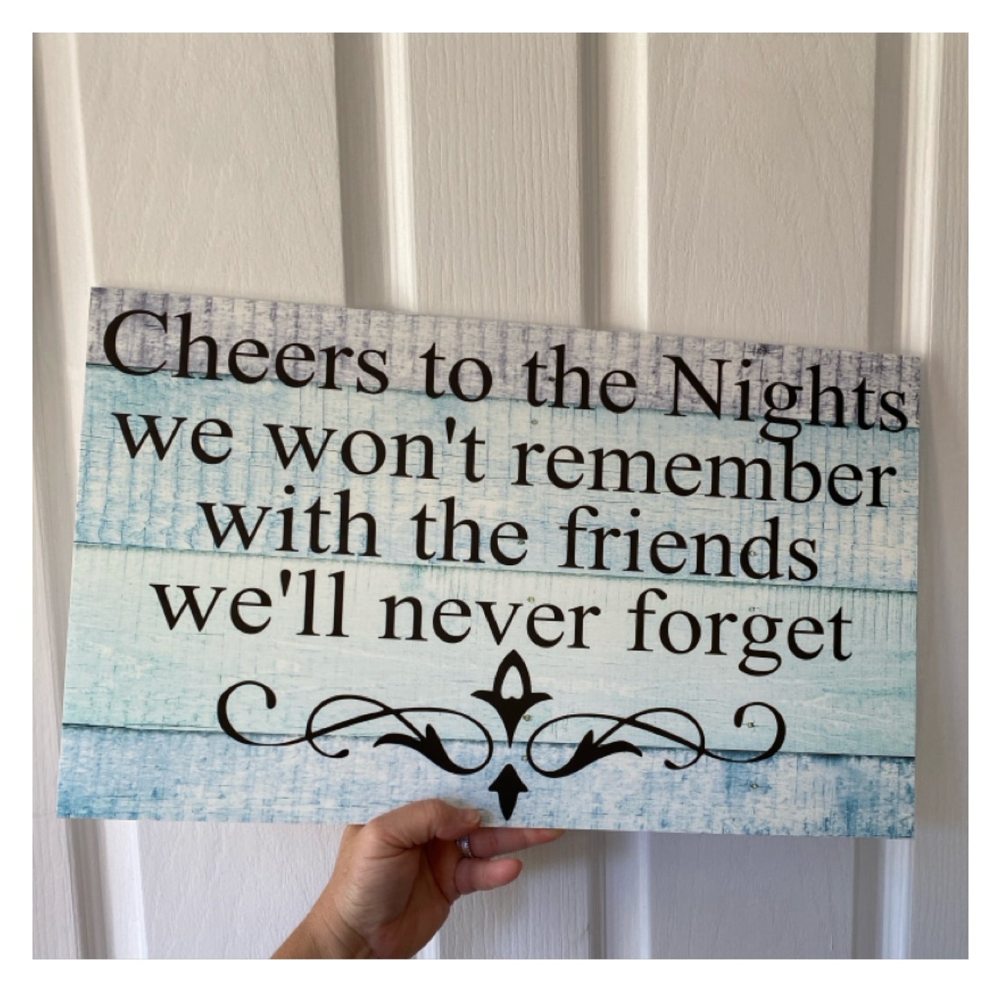 Custom Personalised Blue Aqua Timber Wood Sign