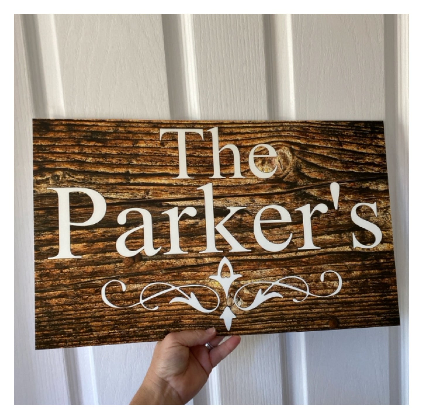 Custom Personalised Dark Wood Look Sign