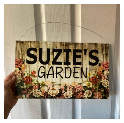 Floral Garden Rose Personalised Custom Sign