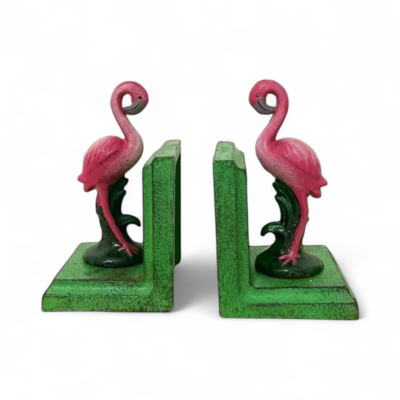 Book Ends Flamingo Tropical Bird Pink Cast Iron