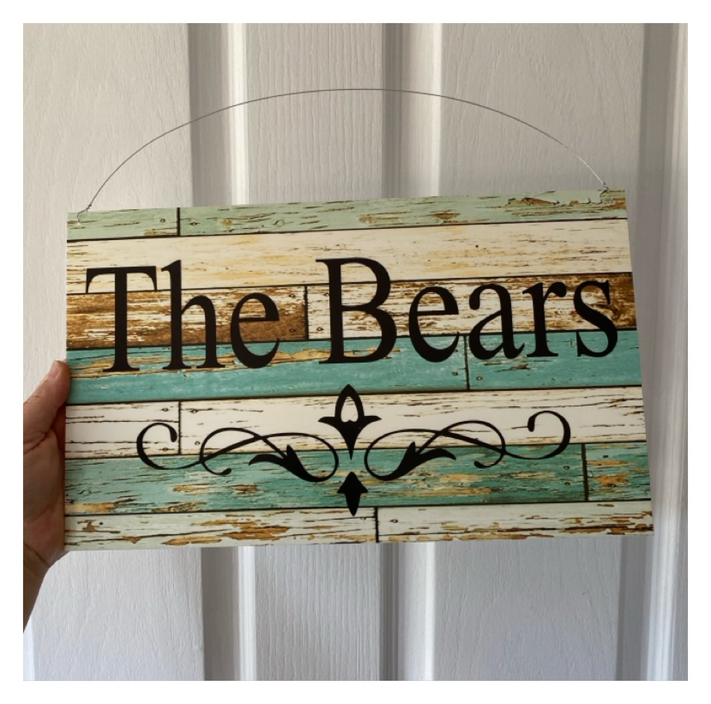 Custom Personalised Blue Timber Look Sign