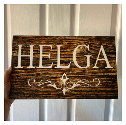 Custom Personalised Dark Wood Look Sign