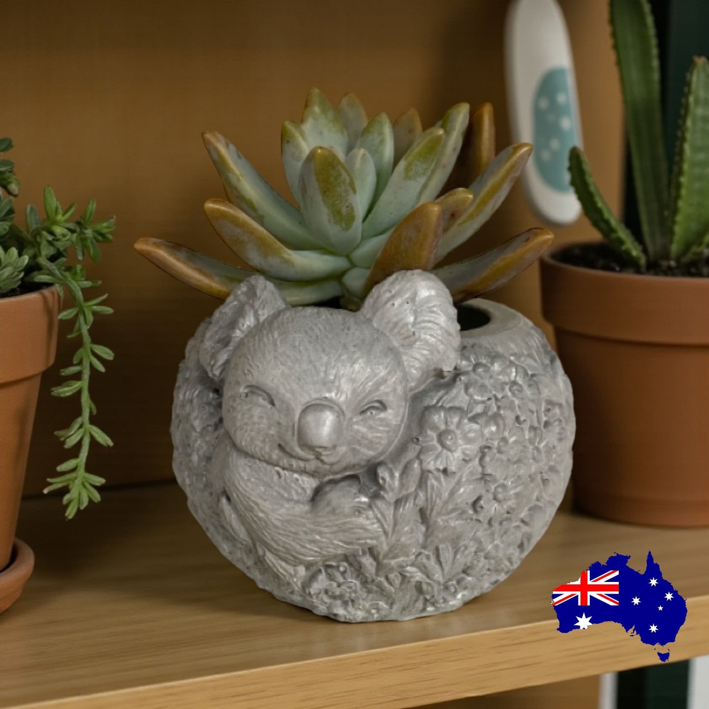 Planter Pot Koala Aussie Handmade Concrete