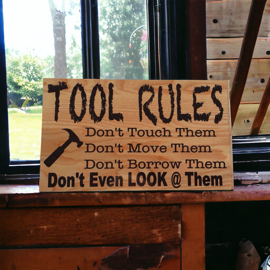 Tool Rules Man Shed Sign Room