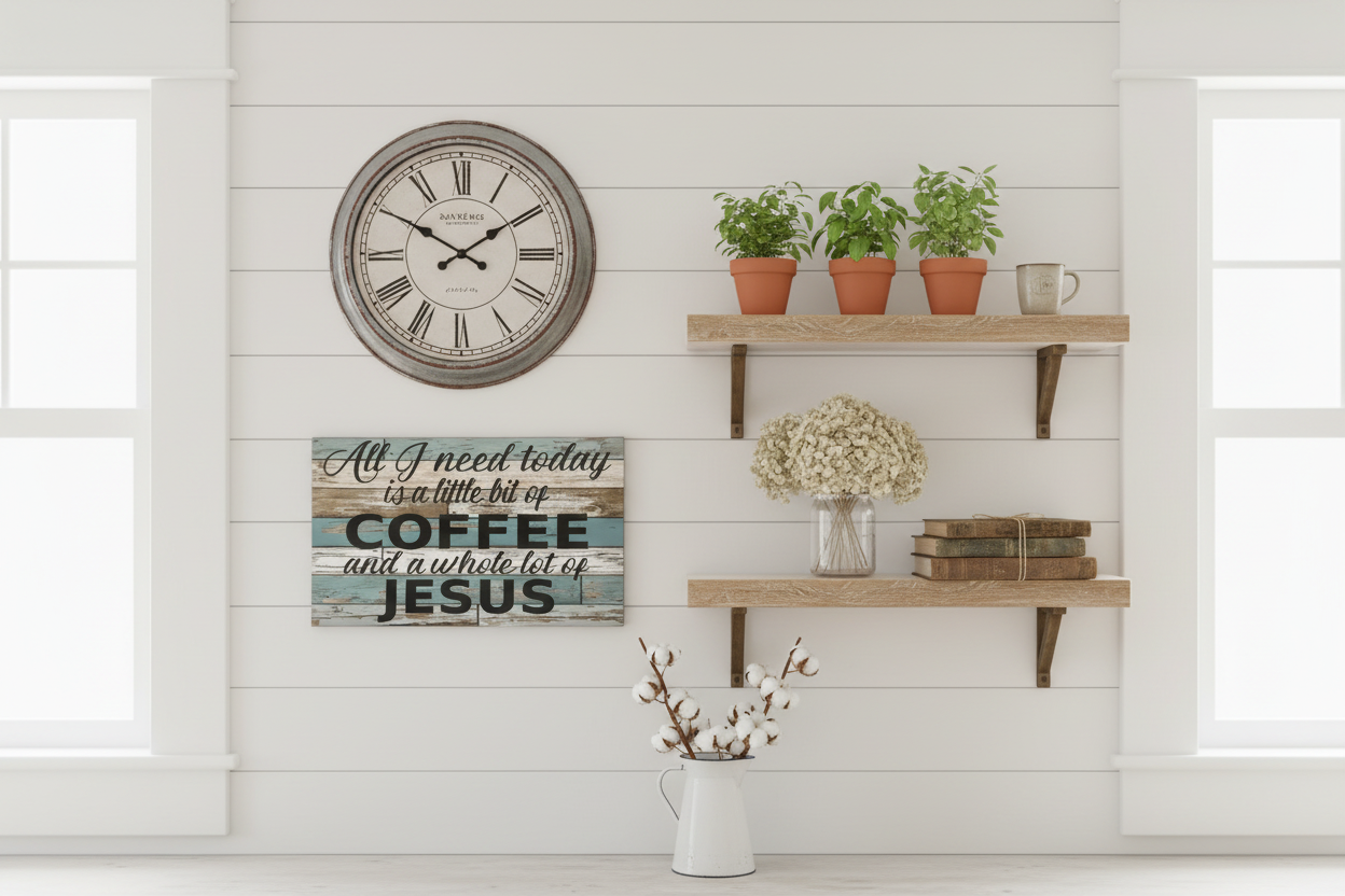 Coffee Jesus All I Need Sign - Timber Look Acrylic