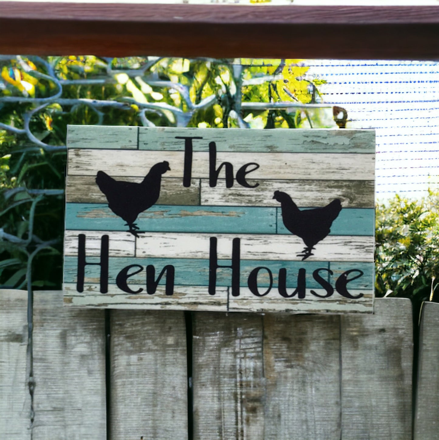 The Hen House Blue Timber Style Sign