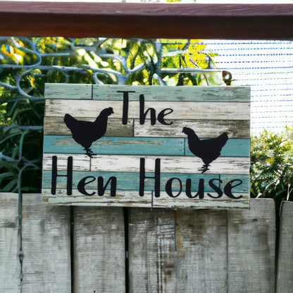 The Hen House Blue Timber Style Sign - The Renmy Store Homewares & Gifts 