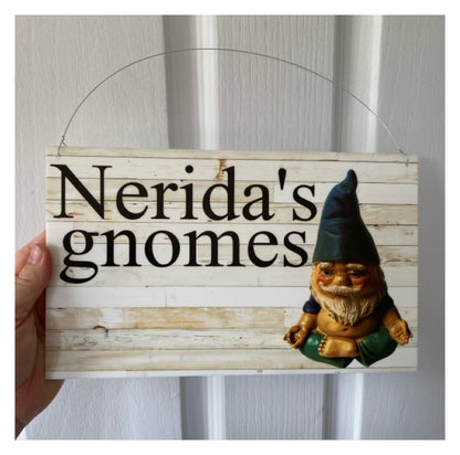 Gnome Custom Personalised Rustic Garden Sign