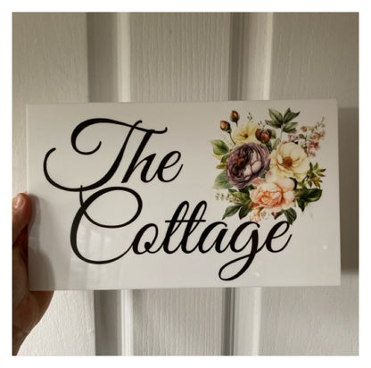 Floral Mauve Pink White Garden Custom Personalised Sign