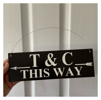 Custom Personalised Arrow Rustic Black Sign