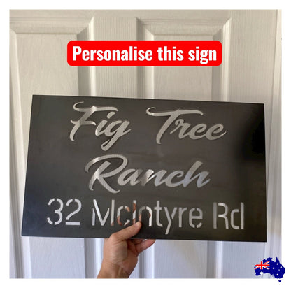 Property Address Script Custom Rusty Cor10 Steel Metal Sign