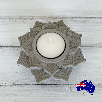 Candle Holder Mandala Aussie Handmade Concrete