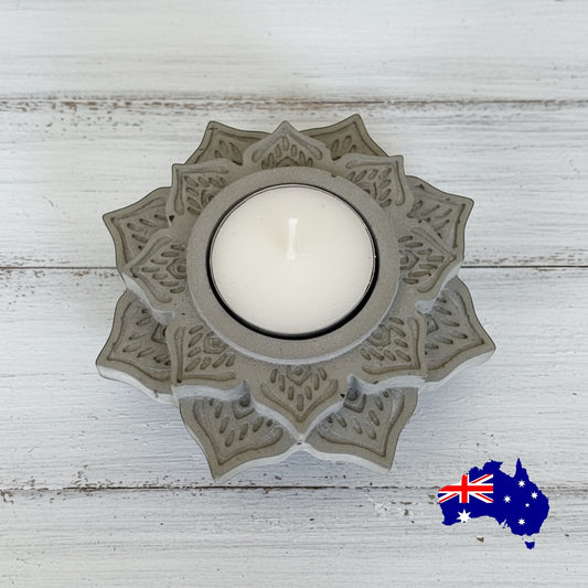 Candle Holder Mandala Aussie Handmade Concrete