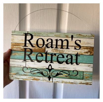 Custom Personalised Blue Timber Look Sign