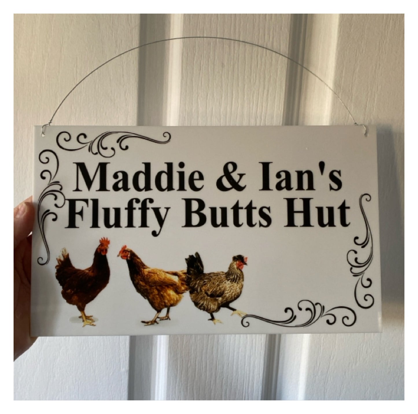 Chicken Hen Coop Personalised Custom White Sign