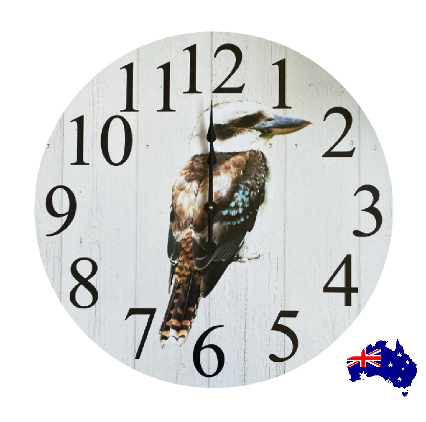 Clock Wall Kookaburra Bird 30cm or 60cm Aussie Made