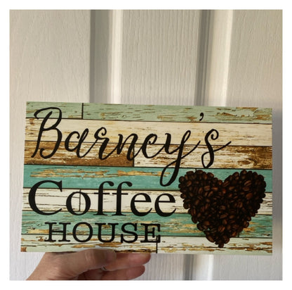 Coffee House Cafe Blue  Vintage Custom Sign