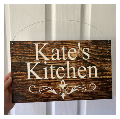 Custom Personalised Dark Wood Look Sign