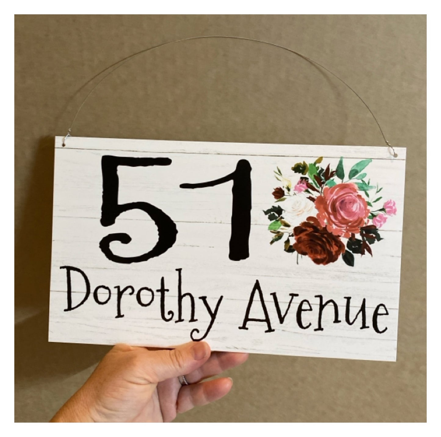 Personalised Street Number Address Floral Custom Cottage Sign