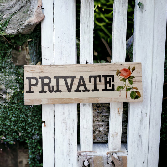 Private Vintage Rose Door Sign
