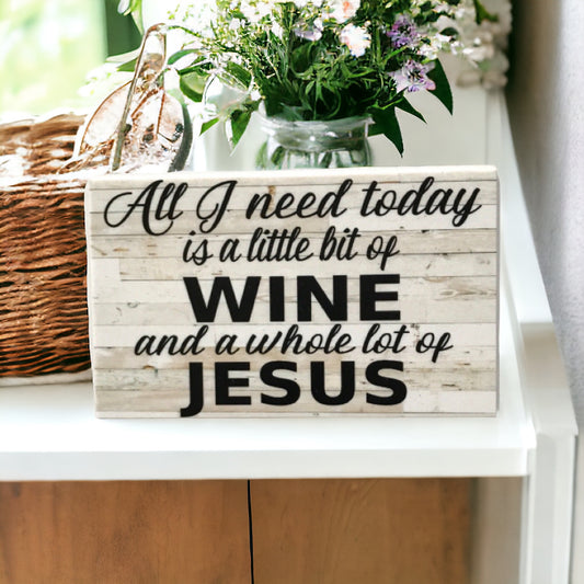 Wine and Jesus Shabby Chic Sign - The Renmy Store Homewares & Gifts 