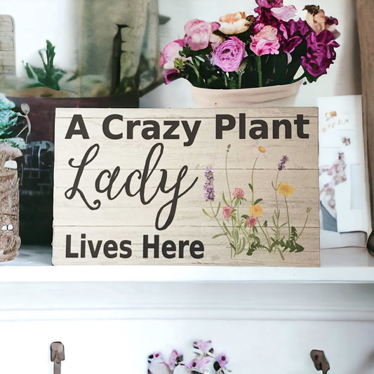 Crazy Plant Lady Lives Here Sign - The Renmy Store Homewares & Gifts 