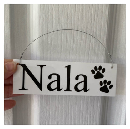 Paw White Pet Cat Dog Personalised Custom Sign