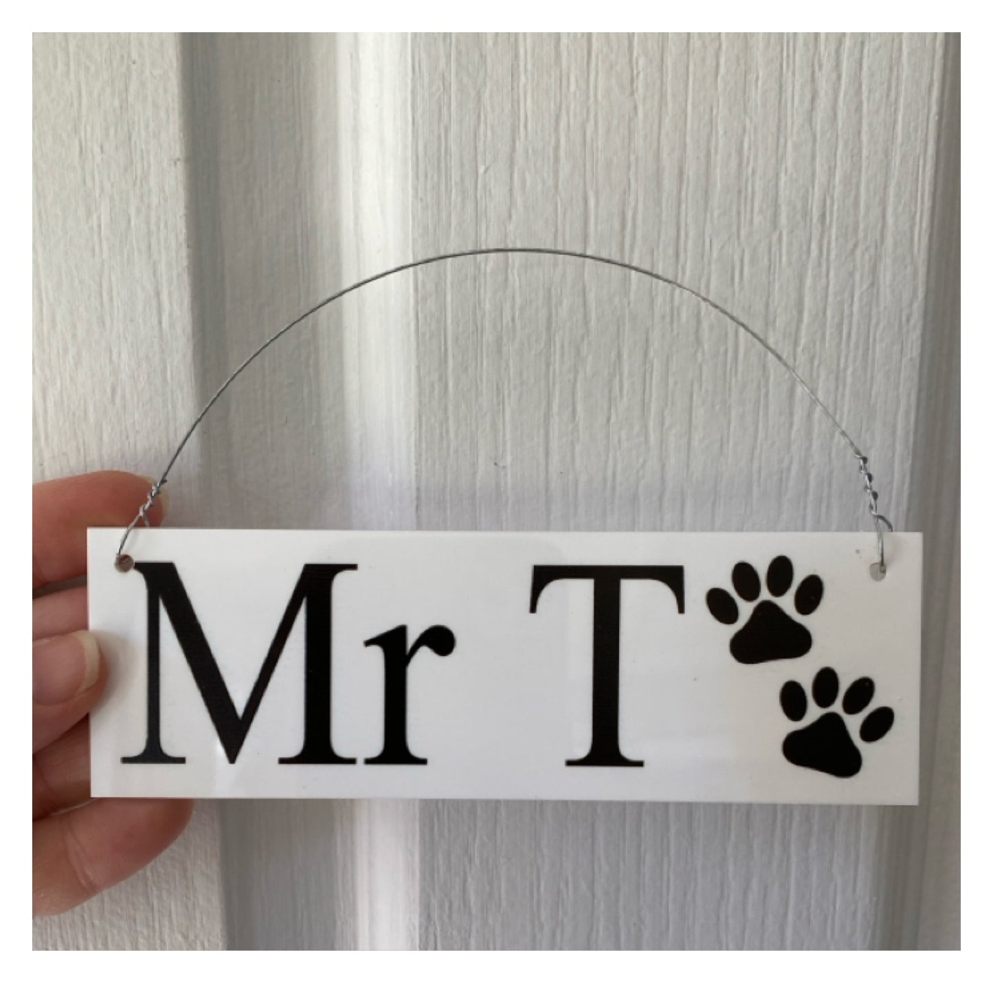 Paw White Pet Cat Dog Personalised Custom Sign