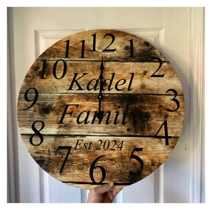 Weathered Rustic Timber Wall Clock | Aussie Made 30cm 60cm