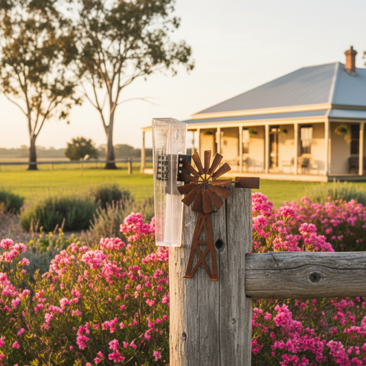 Rain Gauge Windmill Country - Stake or Wall Mount - Aussie Made
