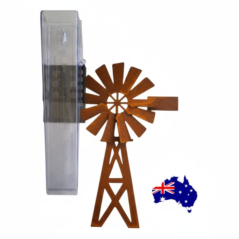 Rain Gauge Windmill Country - Stake or Wall Mount - Aussie Made