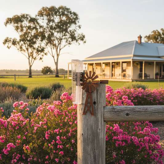 Rain Gauge Windmill Country - Stake or Wall Mount - Aussie Made