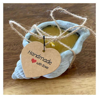 Pure Beeswax Shell Candle Set of 2 Coastal Aussie Handmade