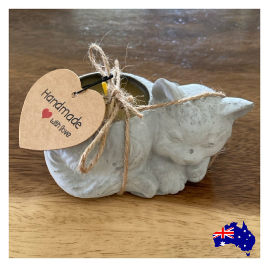 Pure Beeswax Cat Kitty Candle Aussie Handmade